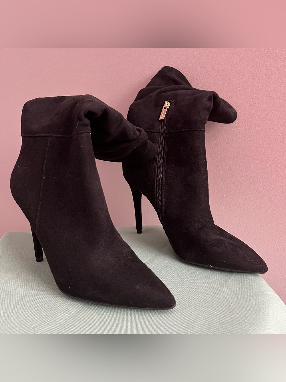 Jessica Simpson Black Suede Pointed Stiletto Ankle Boots